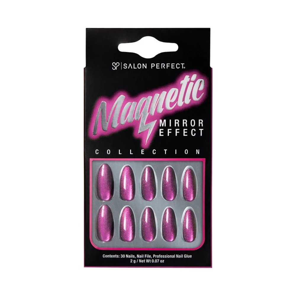 Salon Perfect Magnetic Mirror Effect Press-on Nail Set in Nude or Magenta NIB